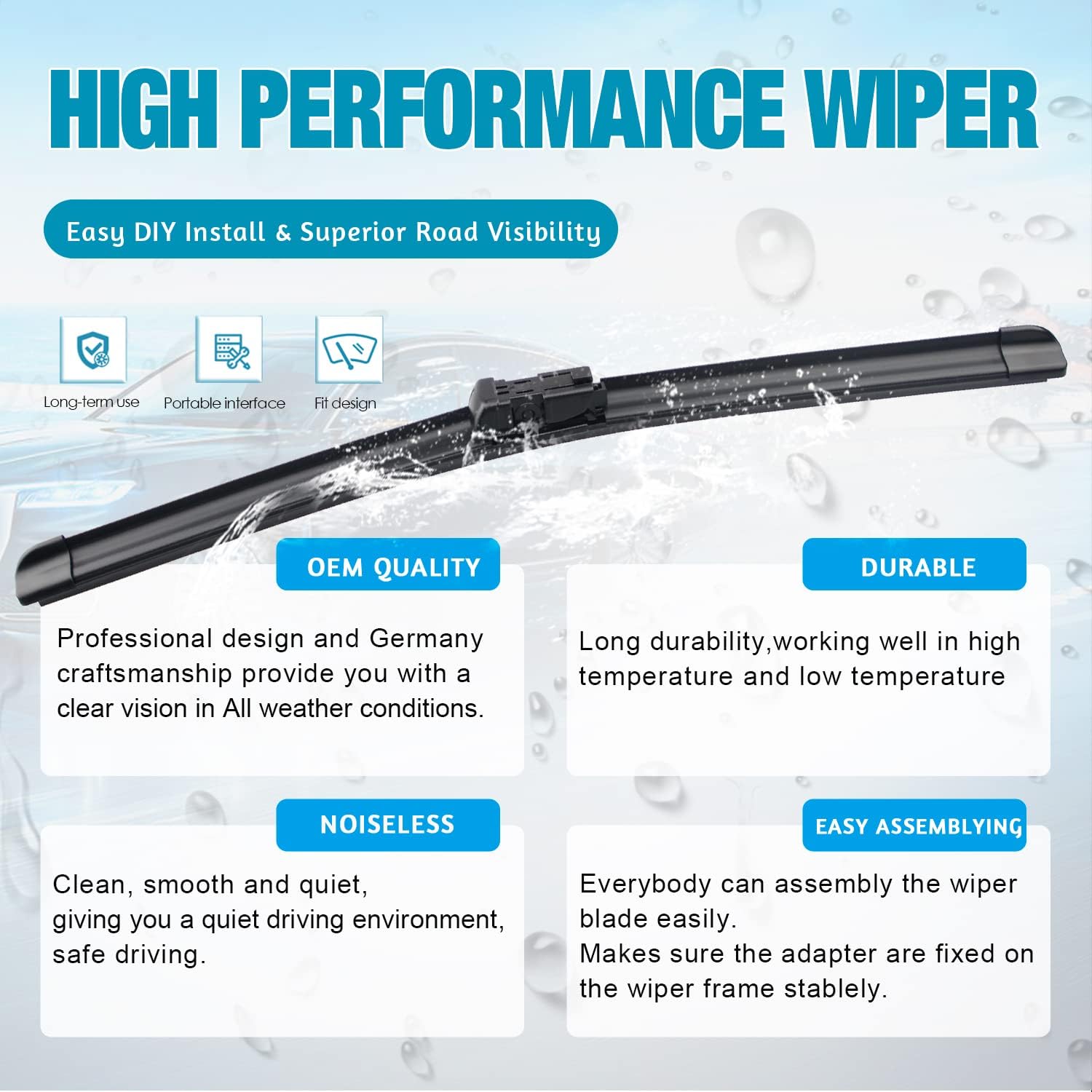 Thumbnail 3 de OEM Windshield Wiper Blades Replacement for BMW X5 (2007–2013) — 24/20/15" Front & Rear, Pack of 3