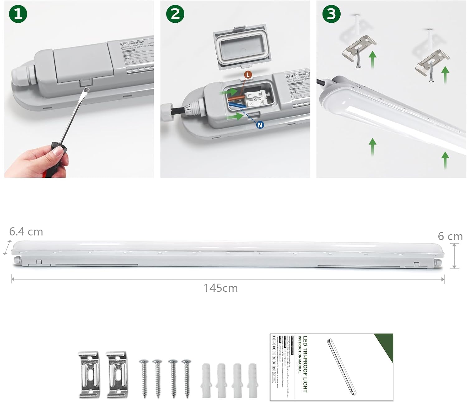 Thumbnail 6 de TONFFI 150CM LED Feuchtraumleuchte 7500LM