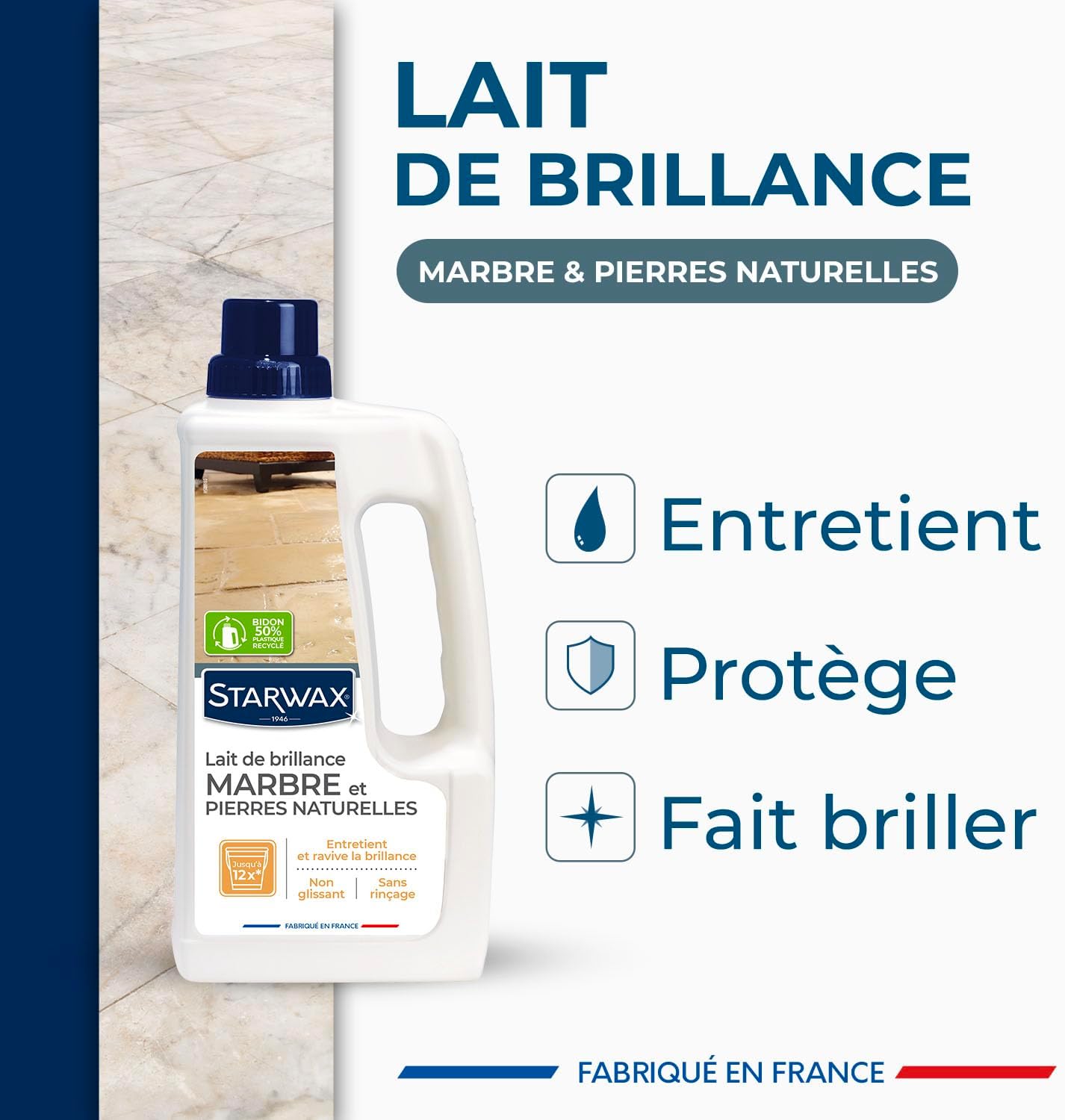 Thumbnail 1 de STARWAX Lait de Brillance pour marbres et pierres naturelles (sans rinçage) – 1 L
