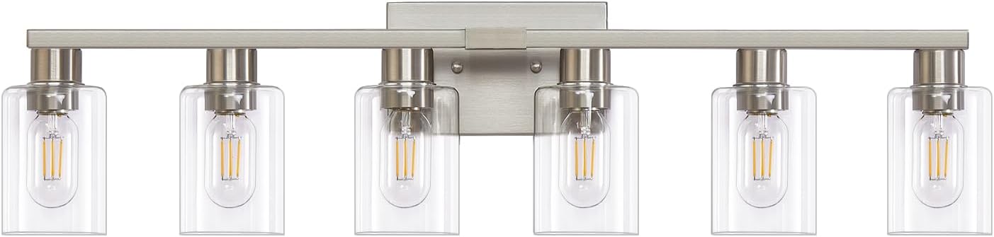 Detalle de DIDUIO B2138SB-6 6-Light Bathroom Vanity Light, Brushed Nickel
