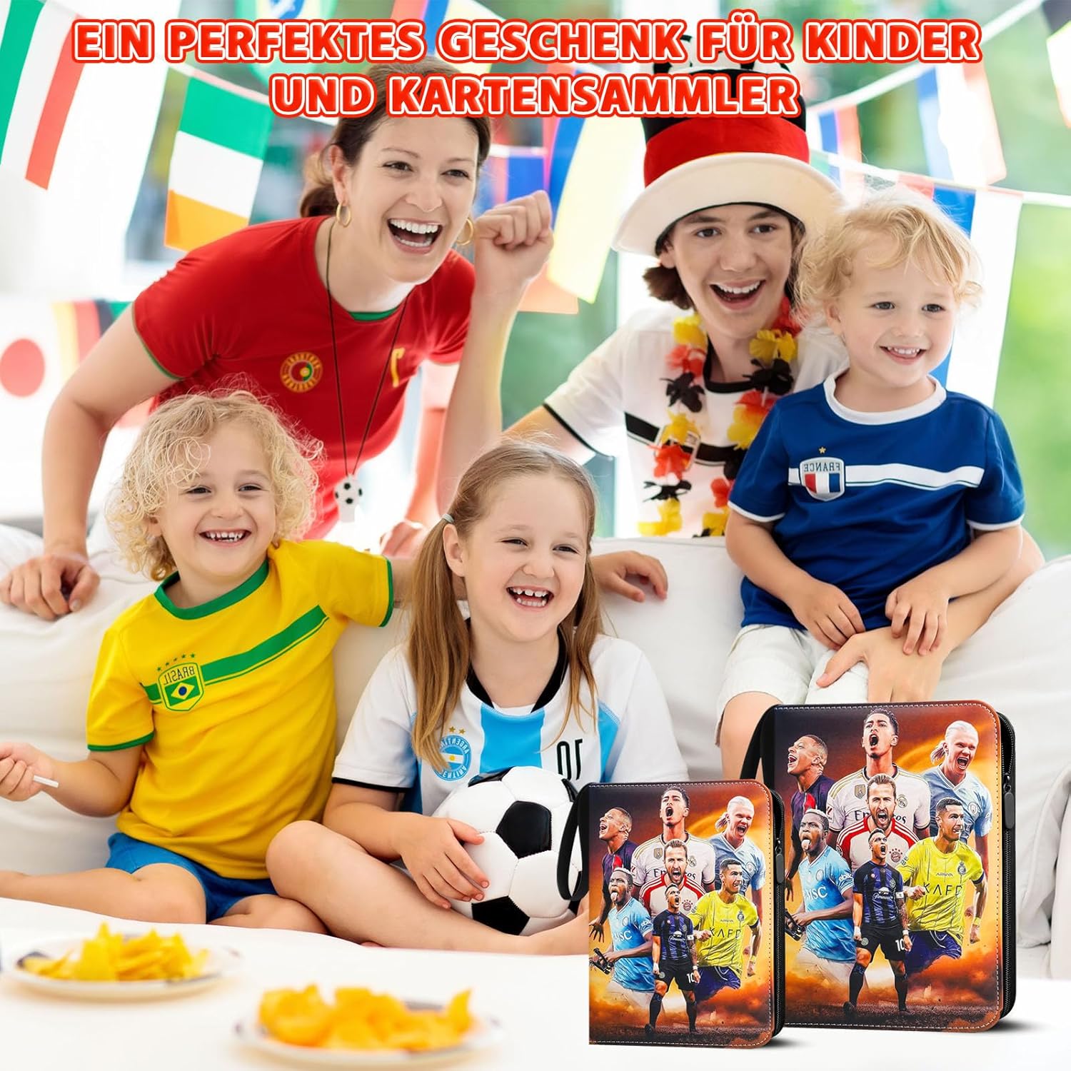 Detalle 2 de Sammelalbum Fußball Karten – 4 Taschen, Platz für bis zu 400 Karten, Reißverschluss, 50 Seiten pro Seite