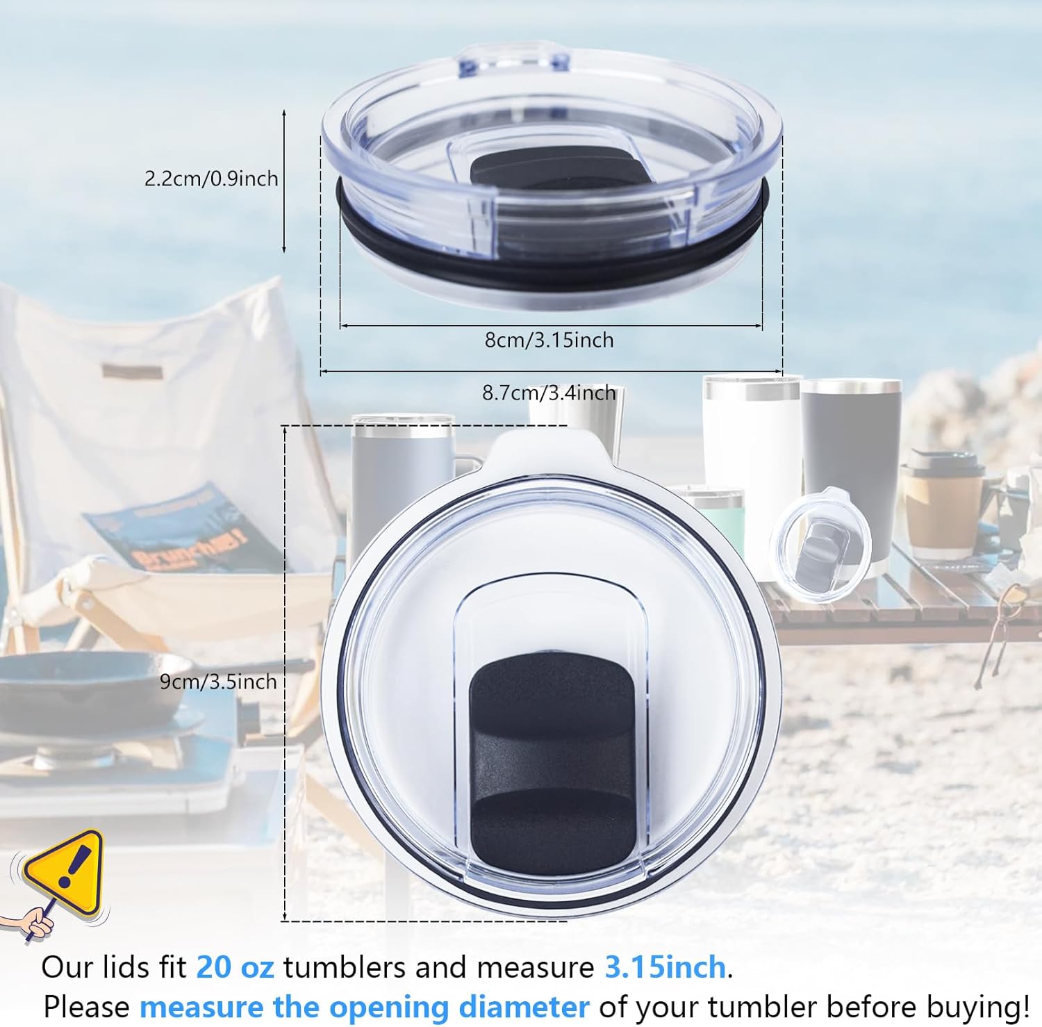 Detalle 2 de Lubise lid27 Magnetic Slider Replacement Lids for 20 oz Tumblers, 3-Pack
