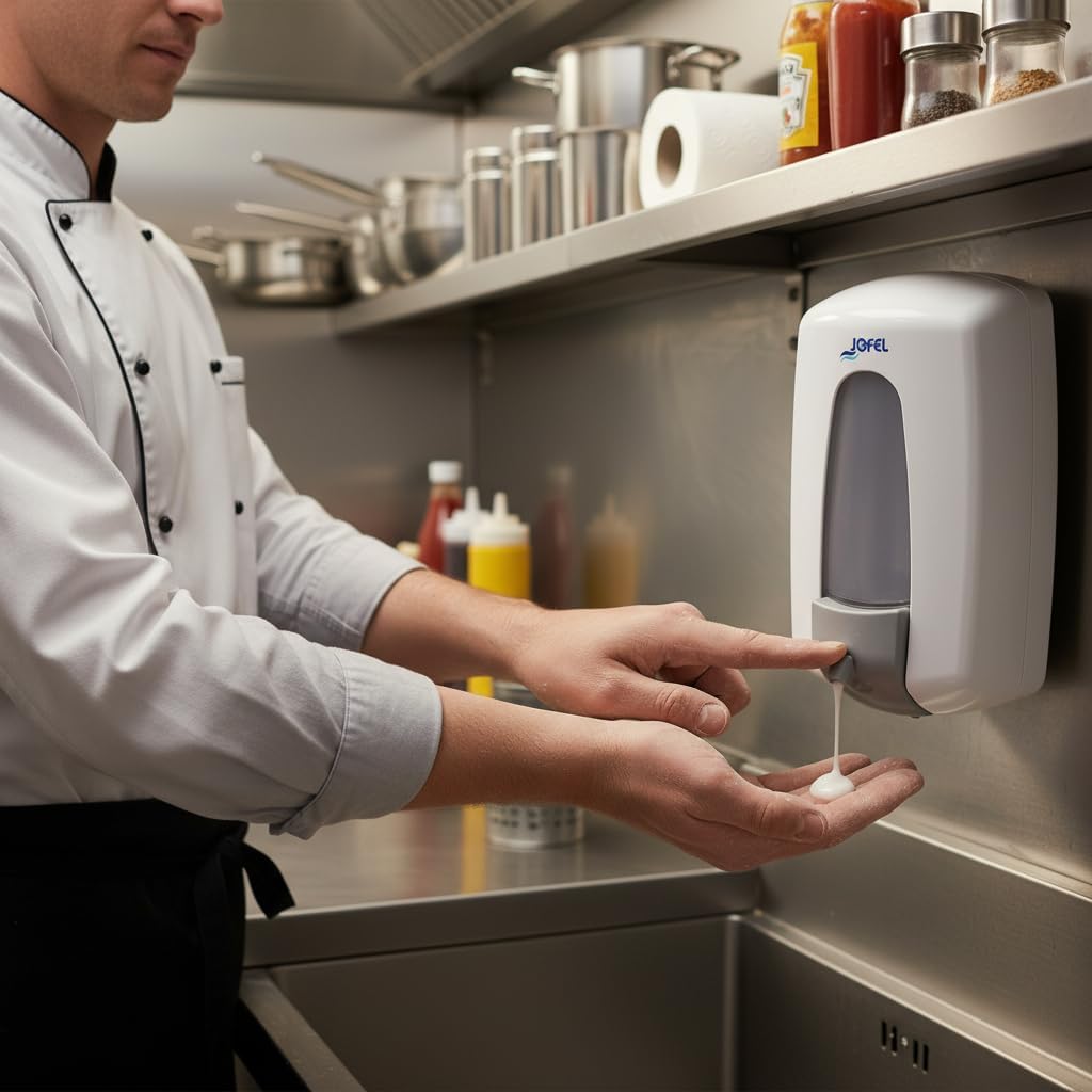 Thumbnail 4 de Jofel AC70000 Aitana Refillable Soap Dispenser, White Plastic, 0.9L