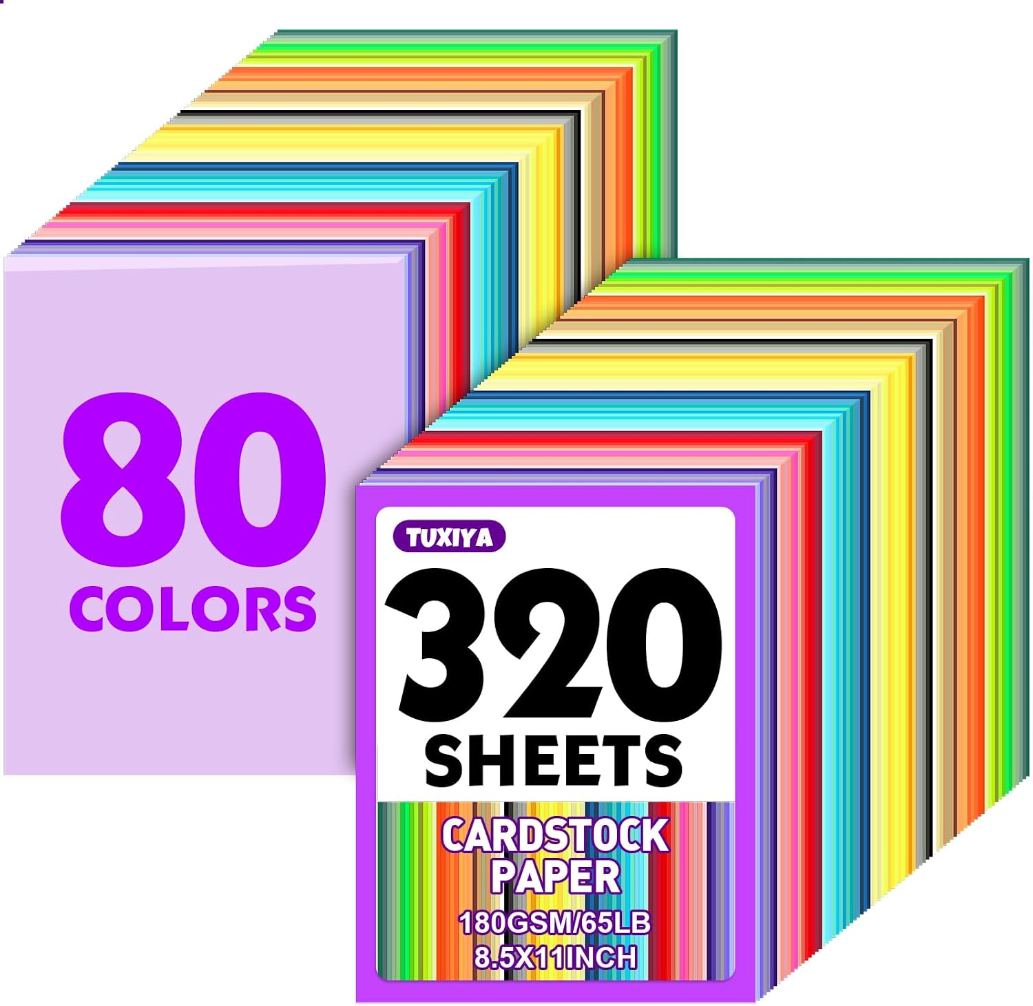 Detalle de TUXIYA Colored Cardstock, 320 Sheets, 80 Colors, 8.5 x 11 Inches
