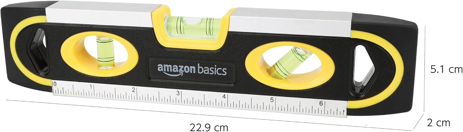 Detalle 1 de Amazonベーシック DS-SLAMZ003 マグネット付き水平器 23cm・3気泡管・目盛り付き