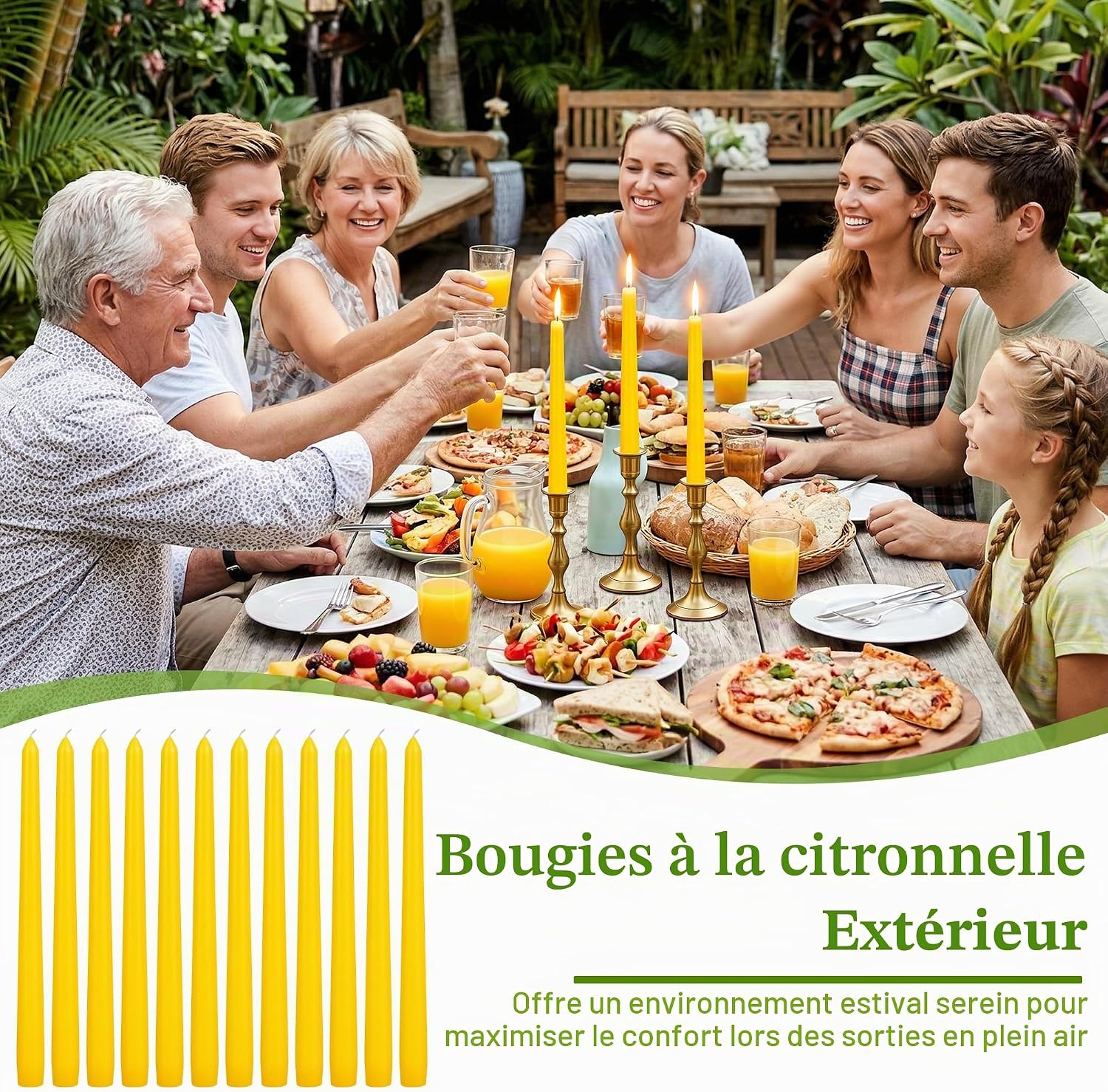 Thumbnail 4 de 12 Bougies Citronnelle en Cire de Soja – Pack 12, durée de combustion indiquée jusqu'à 96 h (8 h par bougie), parfaites pour terrasses et mariages