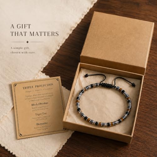 Thumbnail 6 de Lueaurra Natural Stone Bracelet for Men, Adjustable Handmade Crystal Design