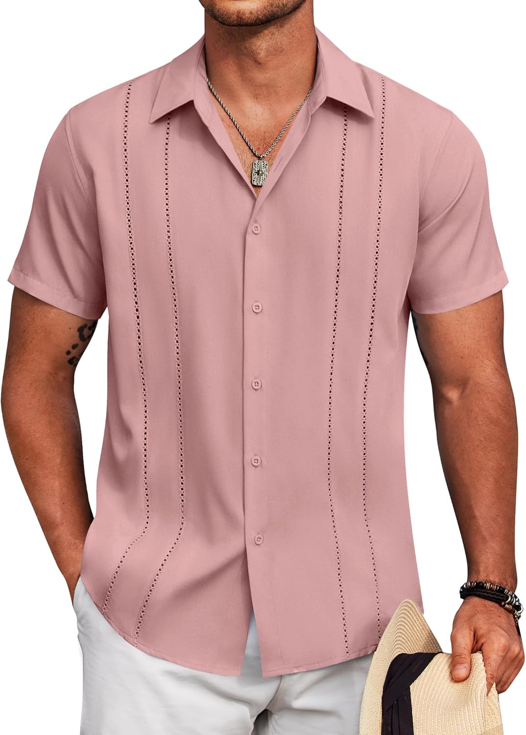 Thumbnail 6 de COOFANDY Cuban Guayabera Short Sleeve Shirt