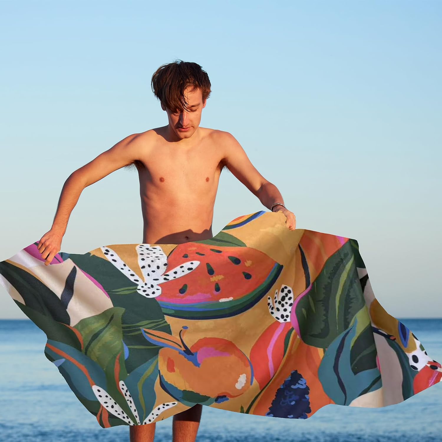 Thumbnail 4 de DJDEA Serviette de Plage Adulte 90x180 cm en Microfibre – Imprimé Fruits