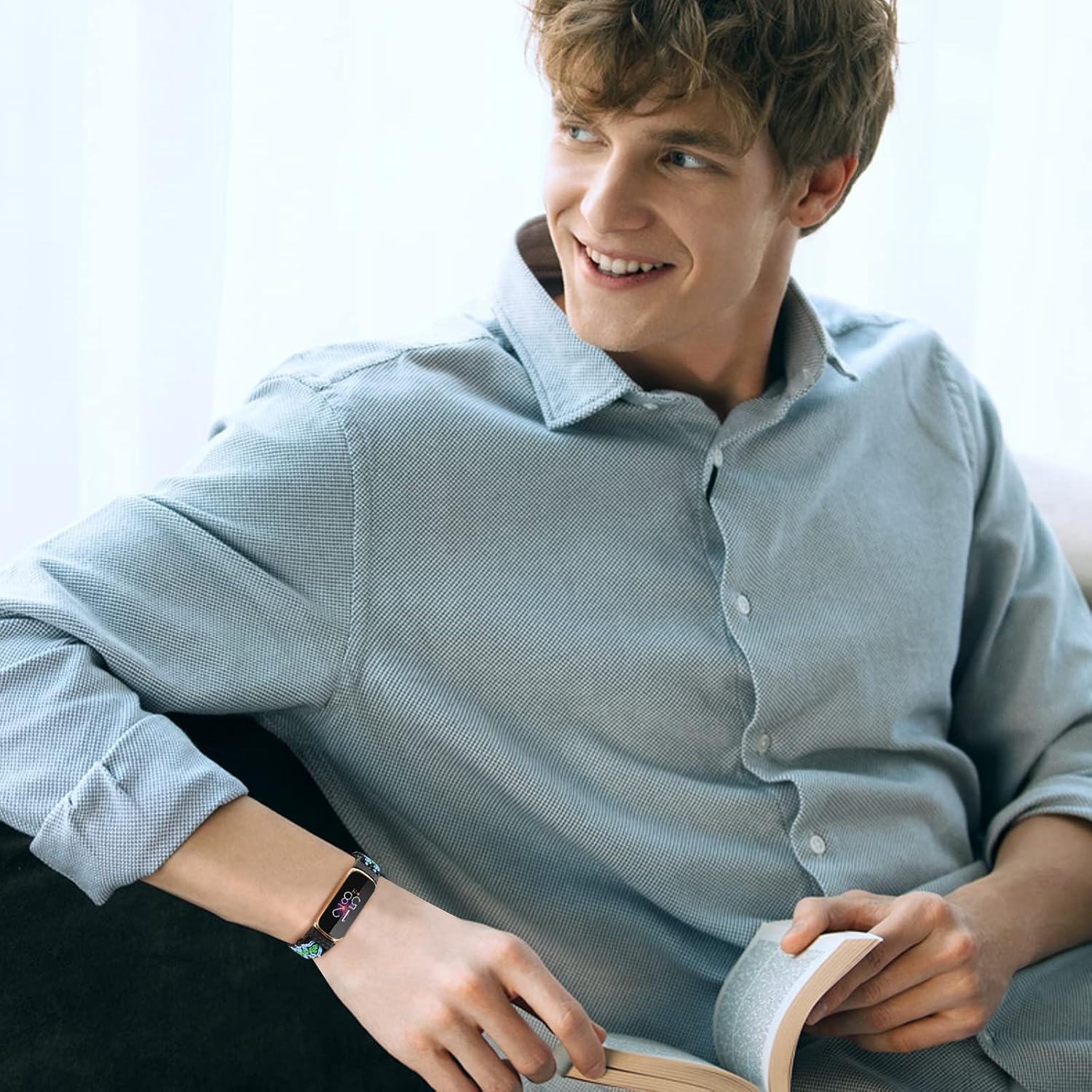 Detalle 2 de YCHDDER Elastisches Nylonarmband für Fitbit Luxe – Solo Loop, verstellbar, atmungsaktiv