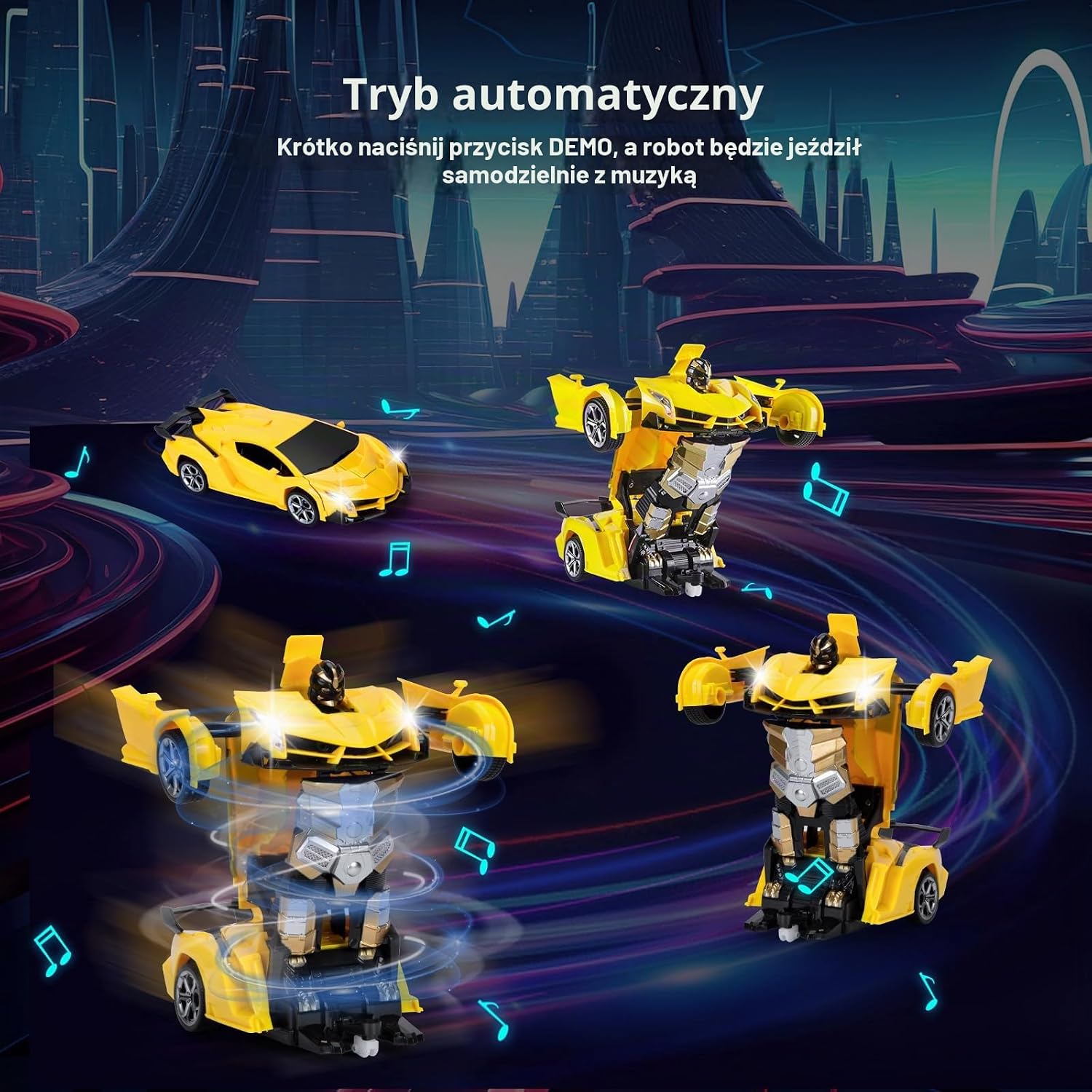 Detalle de Yellcetoy YE866 – transformujący samochód-robot z gestami i oświetleniem LED