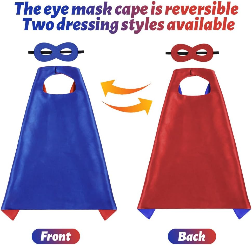 Detalle 1 de AUYAO 5040656 superheldenkostuum voor kinderen met omkeerbare cape en masker