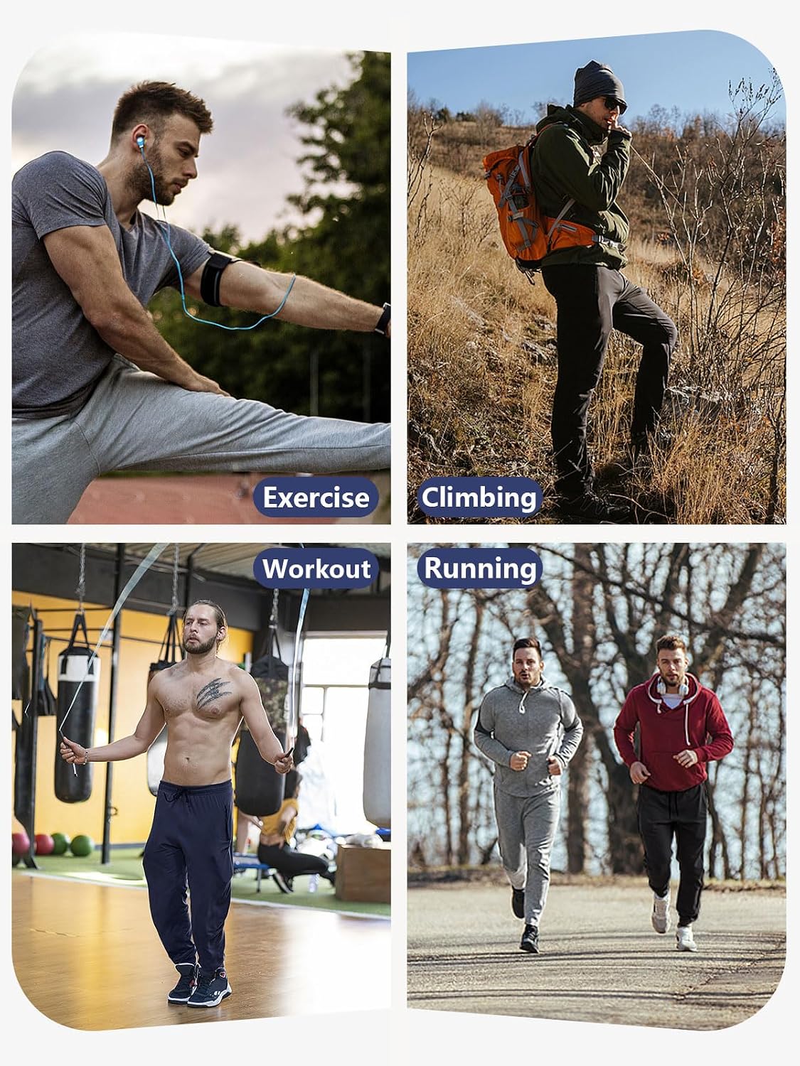 Detalle 1 de Celfaeree 3-Pack Men's Joggers with Zip Pockets, Slim Fit and Tapered Cuffs