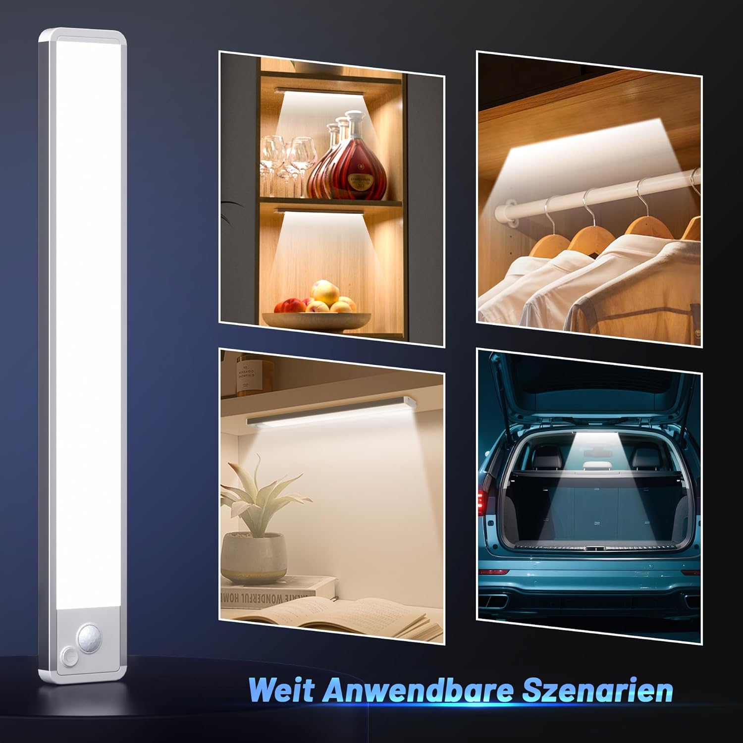 Thumbnail 6 de GWULC 2700K Warmweiß 20 cm LED Schrankbeleuchtung, 2 Stück – Bewegungsmelder, Unterbauleuchte, Akku