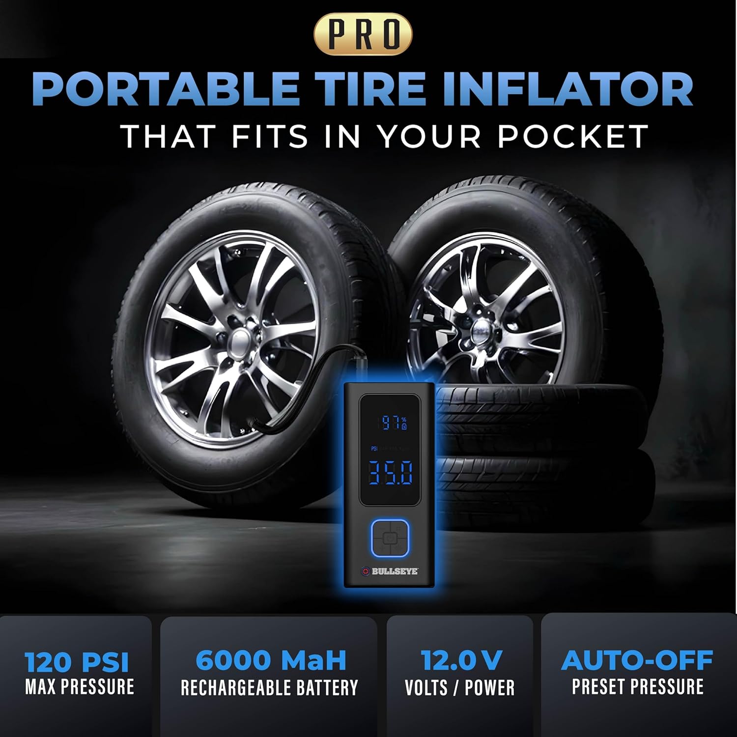 Detalle 2 de Bullseye POCKET AIR PRO Tire Inflator 150 PSI