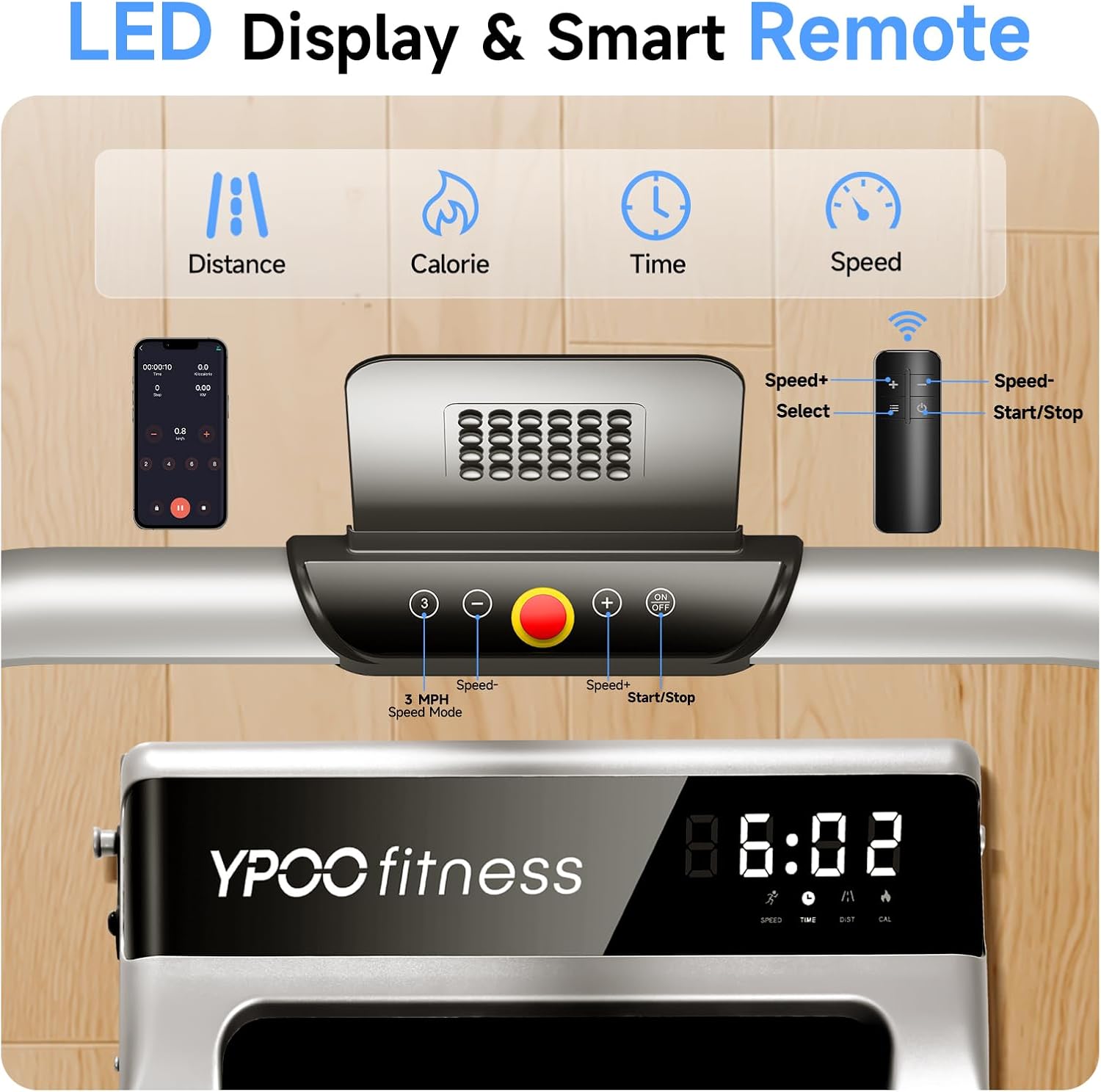 Thumbnail 6 de YPOO M4538J Foldable Walking Pad Treadmill with Handlebar and 3-Level Incline