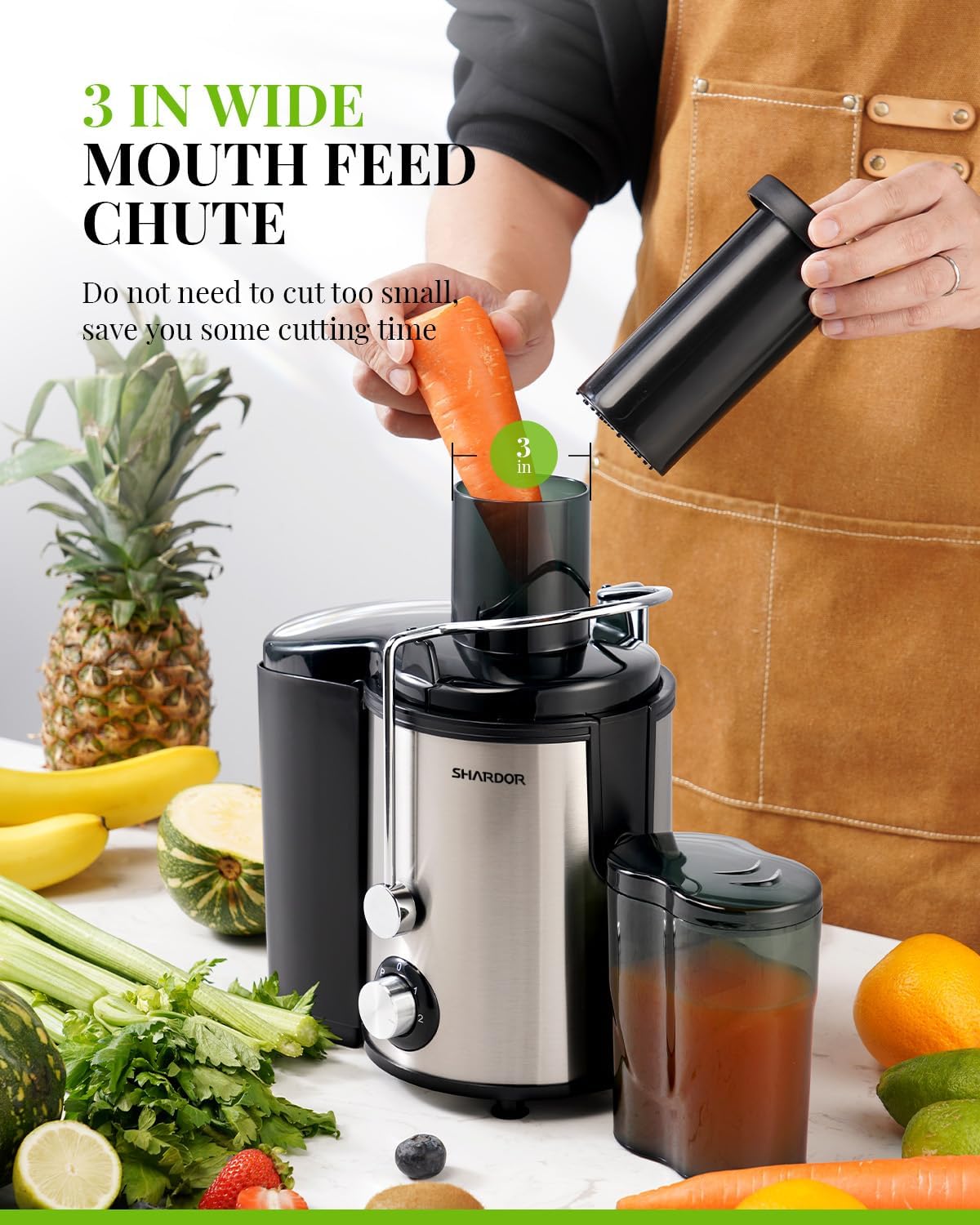 Detalle 2 de Juicer Machines 800W Centrifugal Juicer with 3 Speed Control and Foam Separator