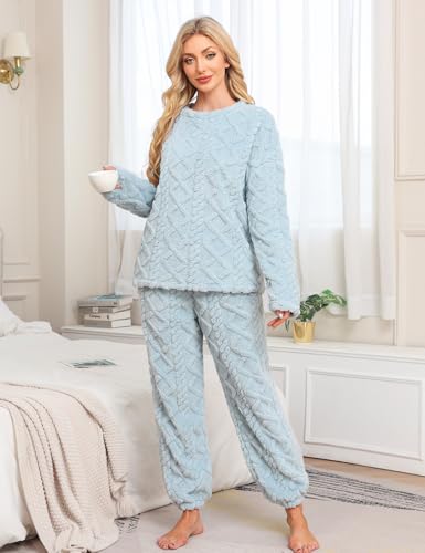 Thumbnail 1 de Niwicee Pyjama Femme Hiver Polaire – Ensemble 2 pièces bleu M