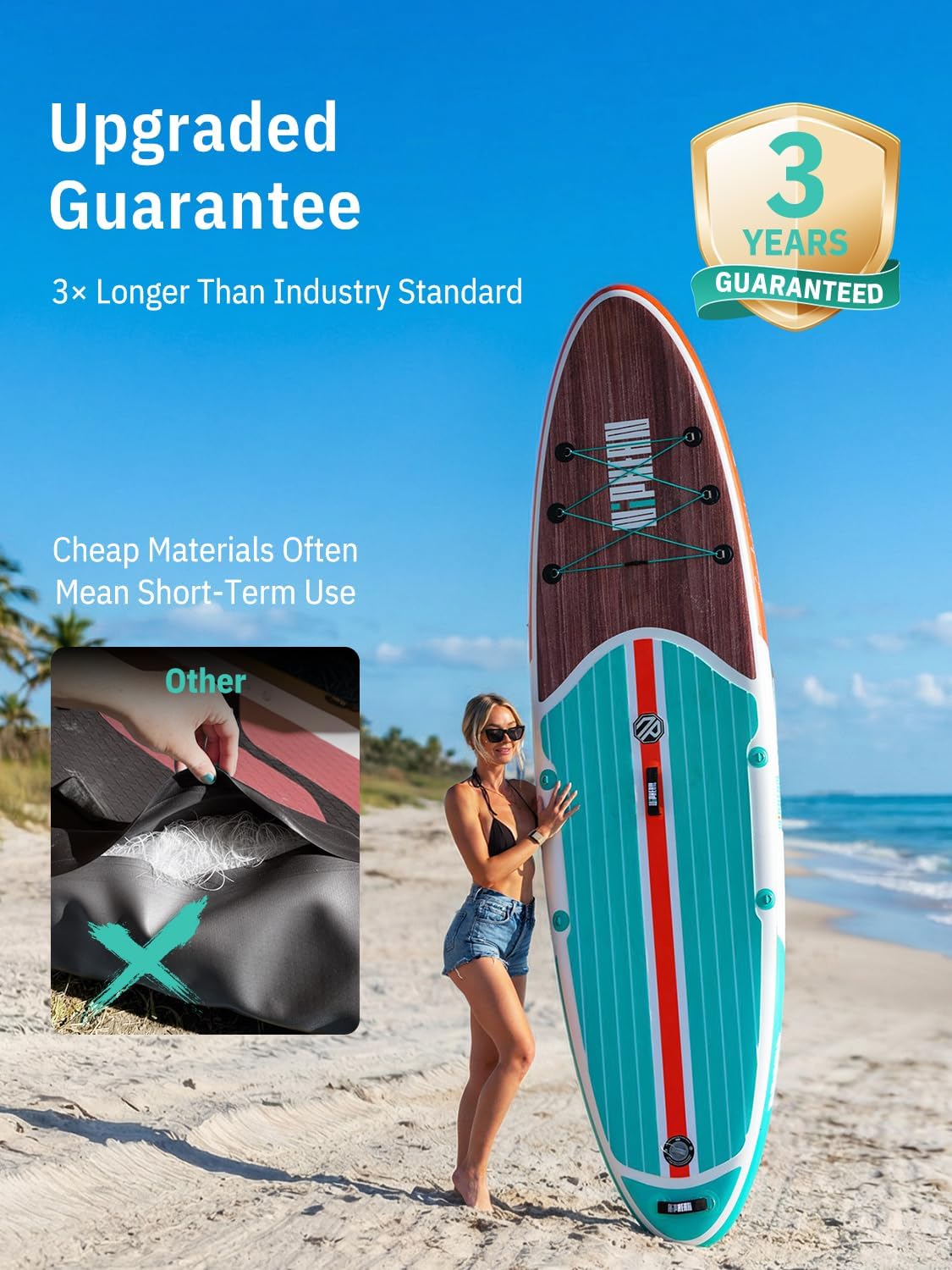 Detalle 2 de Niphean 10’6" Inflatable Paddle Board (SUP) with EVA Deck, Pump, Backpack & Accessories