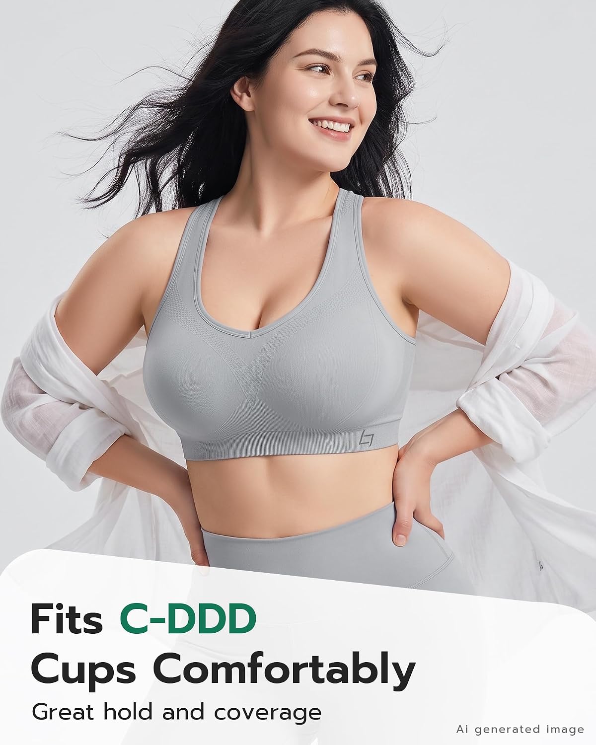 Detalle 2 de FITTIN Racerback Padded Sports Bra for Women: Seamless Support for Yoga, Gym, and Active Lifestyles