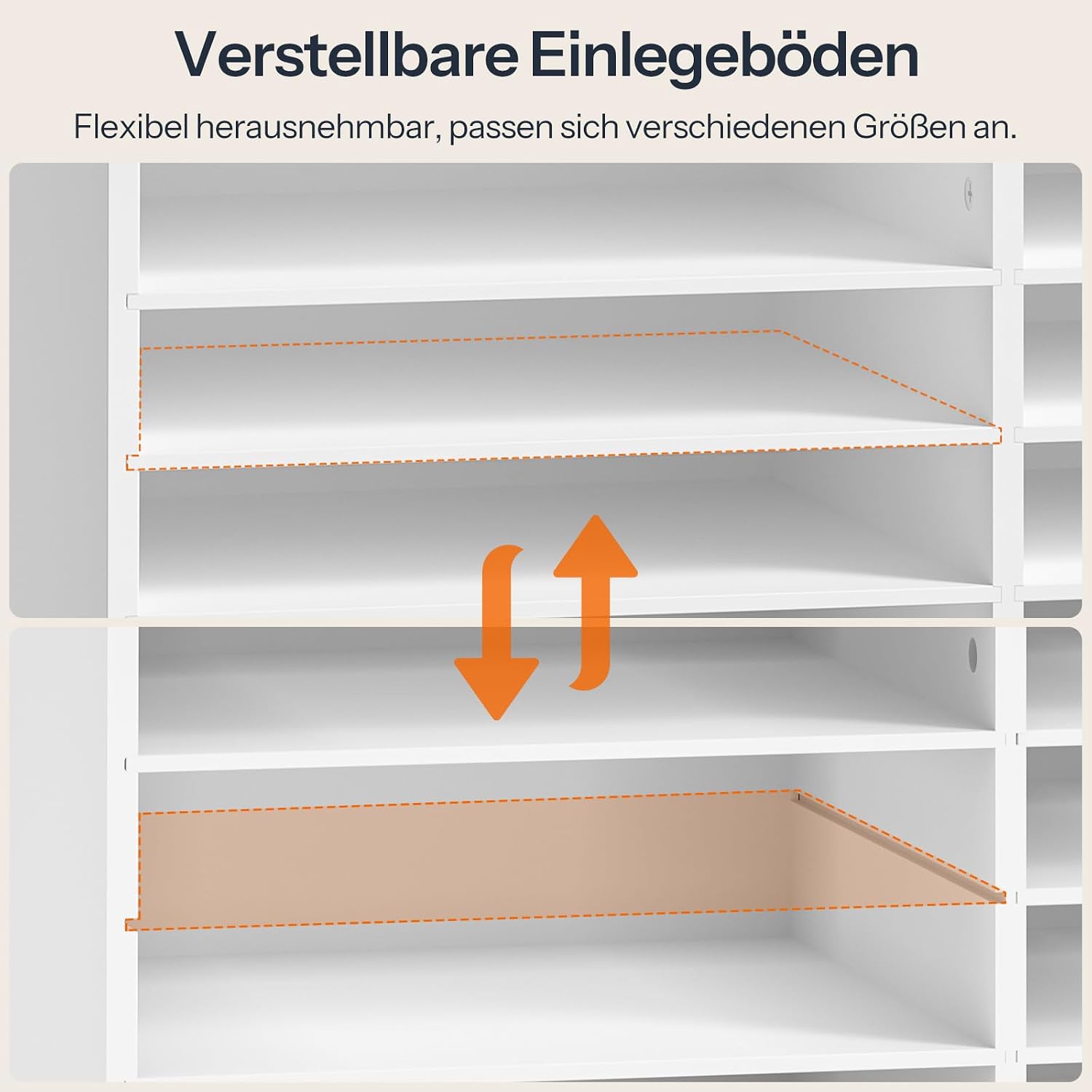Detalle de HOOBRO Rollcontainer mit abschließbarer Schublade und 8 Fächern – mobiler Akten- und Bürocontainer in Weiß EWB55WJ01