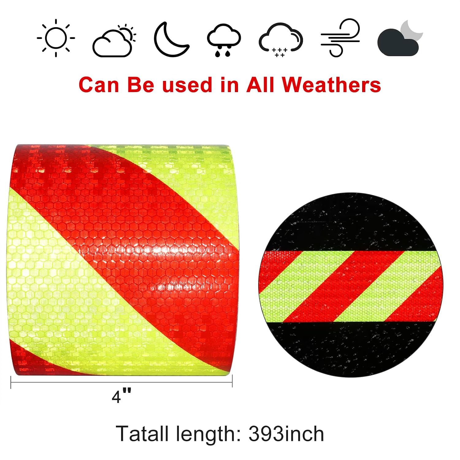 Thumbnail 2 de Ruban réfléchissant XFXIA rouge et jaune – 10 cm x 10 m, étanche et auto-adhésif