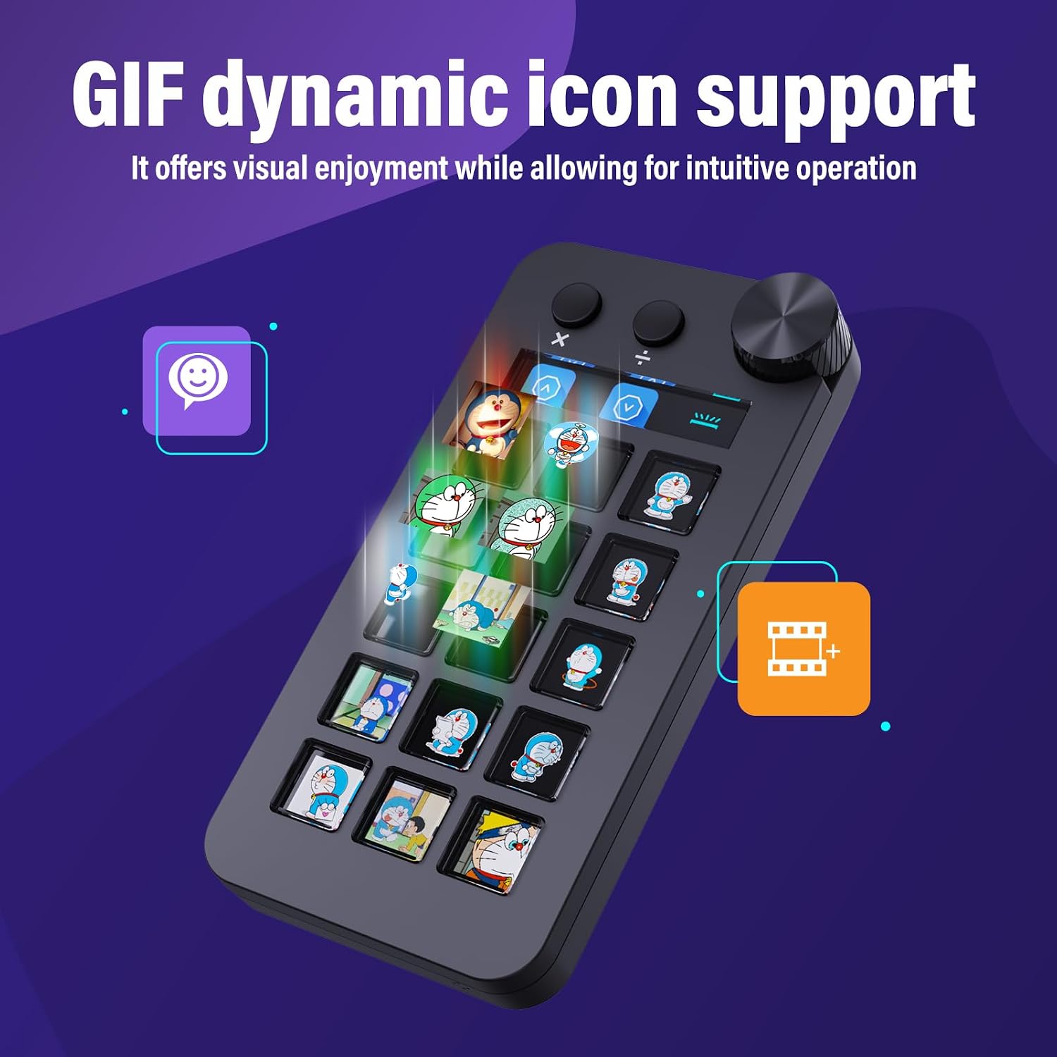 Detalle de ActionRing N1 Streaming Deck, 15 Customizable LCD Keys, 3 Modes and Dial