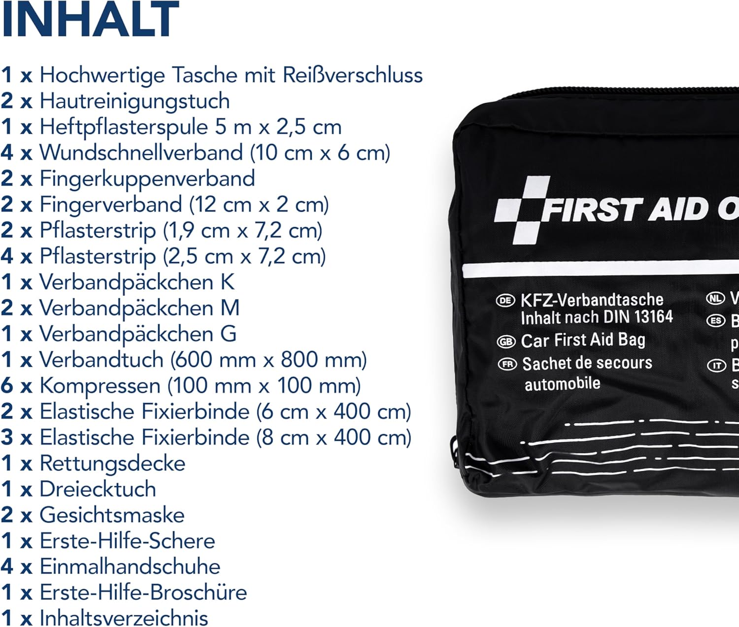 Thumbnail 5 de First Aid Only Kfz-Verbandstasche DIN 13164 (P-51007 00) – Auto- und Motorrad-Erste-Hilfe-Set