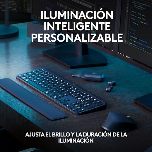 Detalle de Logitech MX Keys S: Teclado inalámbrico de perfil bajo para escritura fluida y multitarea