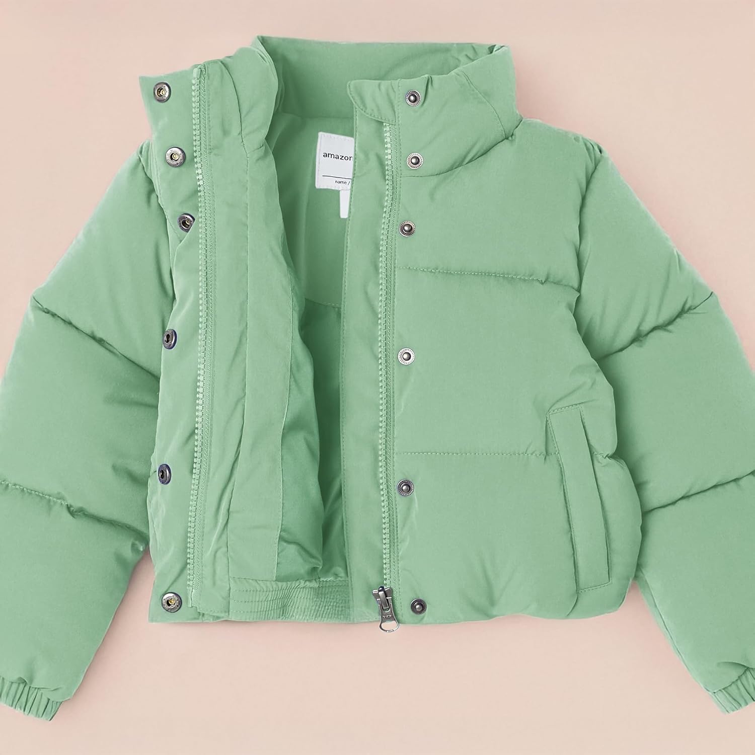 Thumbnail 3 de Amazon Essentials Girls and Toddlers' Cropped Full-Zip Puffer Jacket (Quilted Matte or Sherpa Fleece)