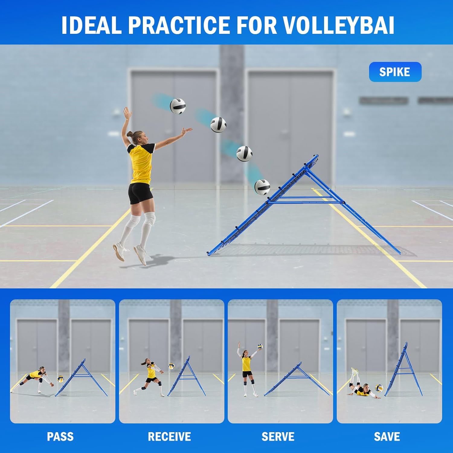 Detalle de Winthai Volleyball/Baseball Rebounder Net (5 x 4 ft) with Quick-Adjust Pitchback Targets