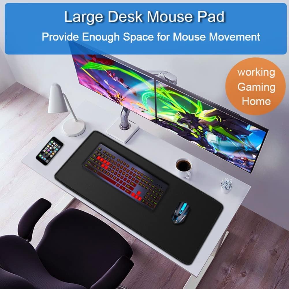 Detalle 2 de Naukay NK2N03 Extended Gaming Mouse Pad, 35.42 x 15.7-Inch, Black