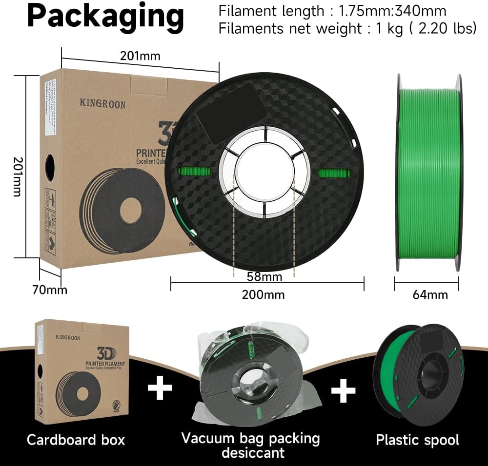 Thumbnail 4 de Kingroon PLA Filament 1.75mm (Green) – 1kg, Neatly Spooled, High Dimensional Accuracy