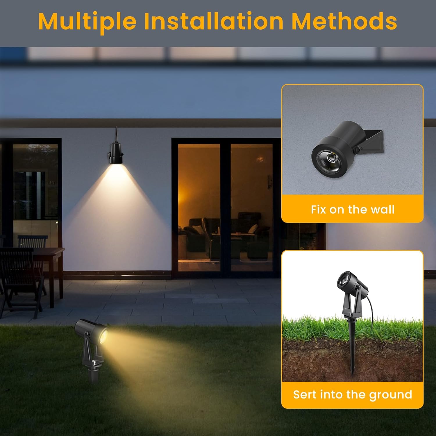Thumbnail 3 de Pogestrand Garden Lights Mains Powered 4-pack 14m (46ft) LED landscape spotlights with IP65 warm white