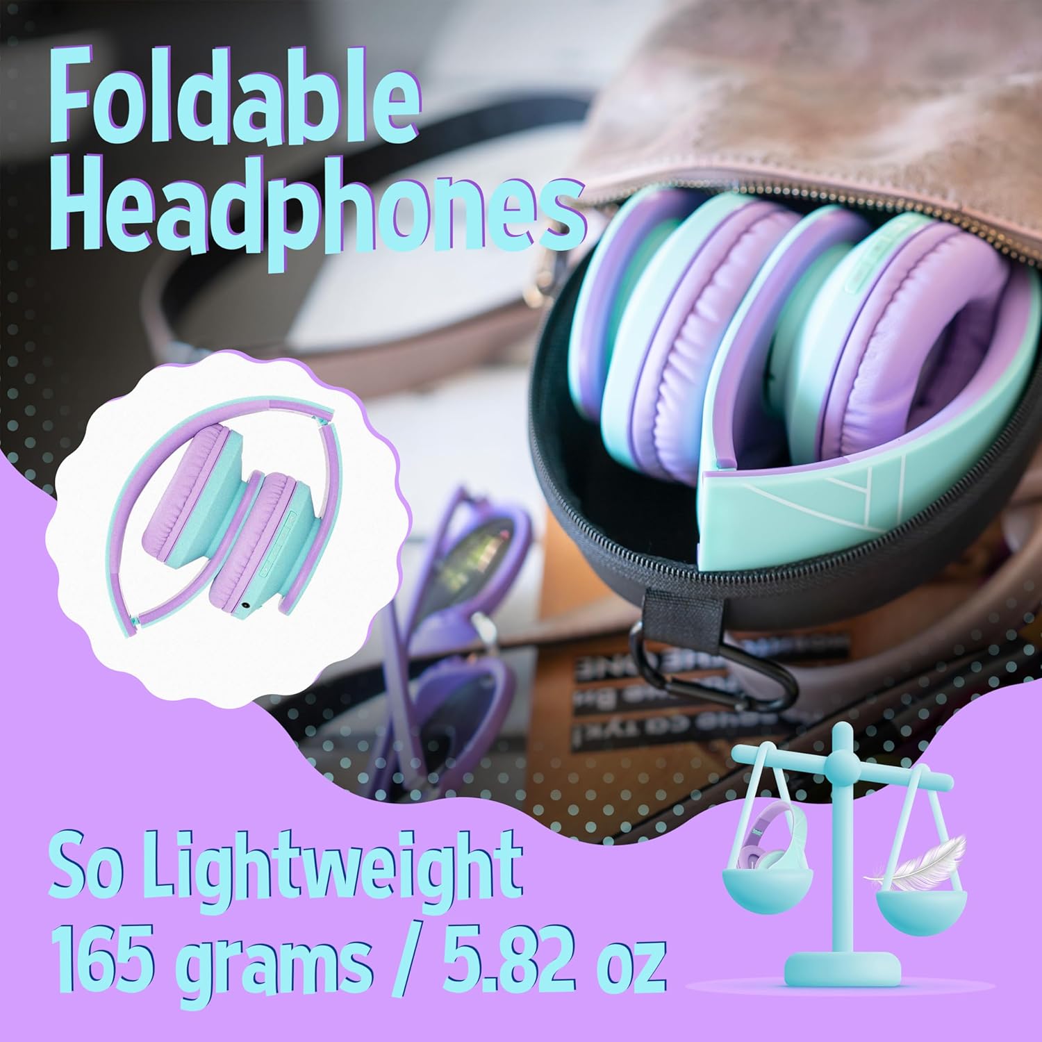 Thumbnail 3 de PowerLocus KinderKopfhörer P2 – Bluetooth Over-Ear mit 85 dB Lautstärkebegrenzung, faltbar, Mikrofon, Kabel- oder Micro-SD-Modus