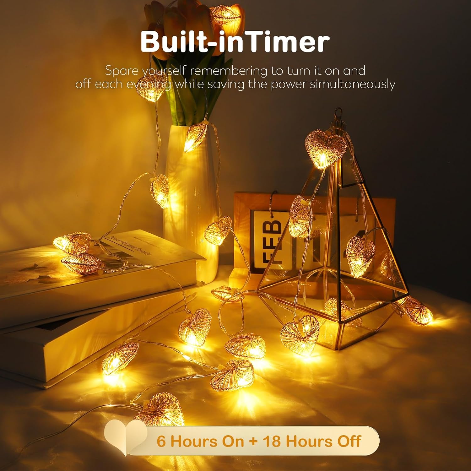 Detalle de A.bigwhale Lichterketten Innen – Herzförmige 20 LED, USB, Timer, 5 m