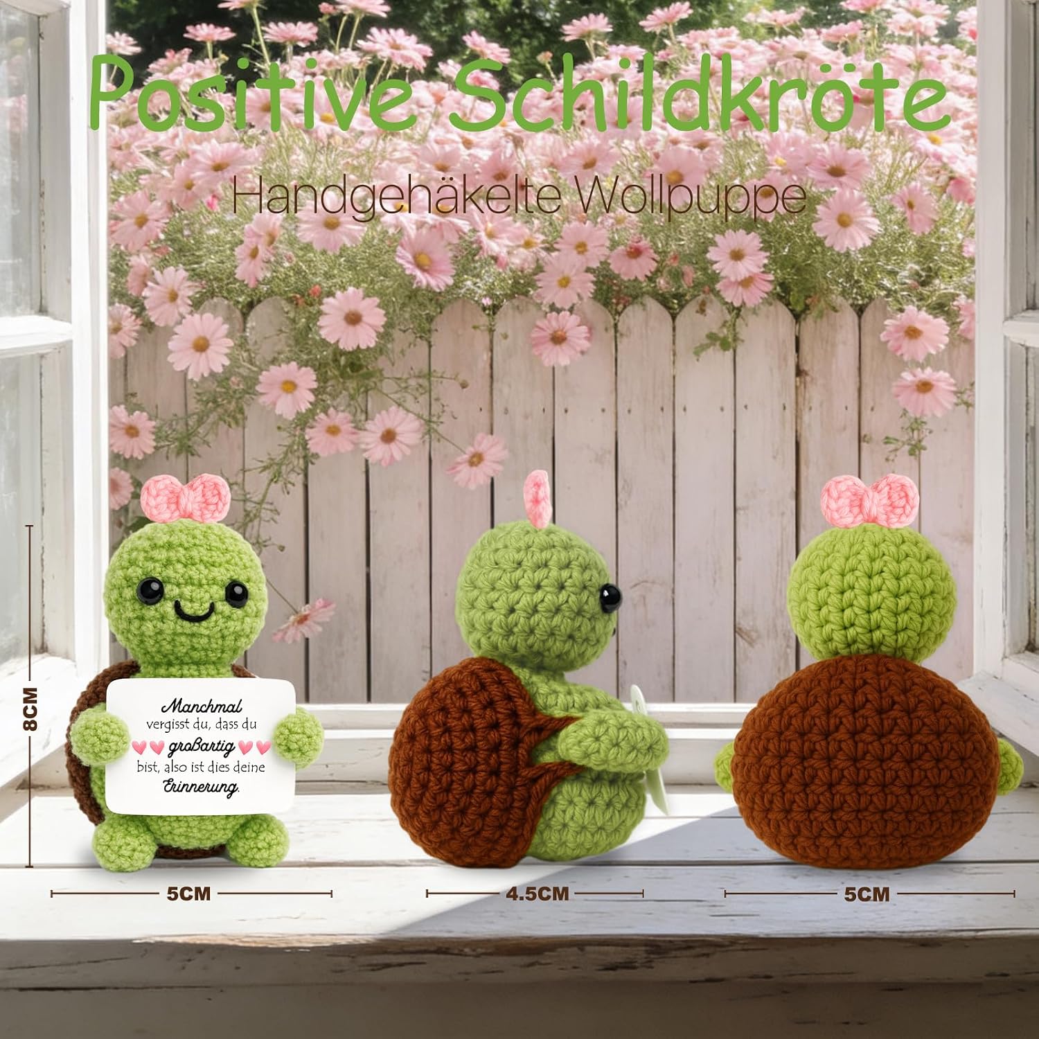 Detalle de Farbeele Mutmacher-Geschenke: Positive Schildkröte mit Glücksbringer Schlüsselanhänger