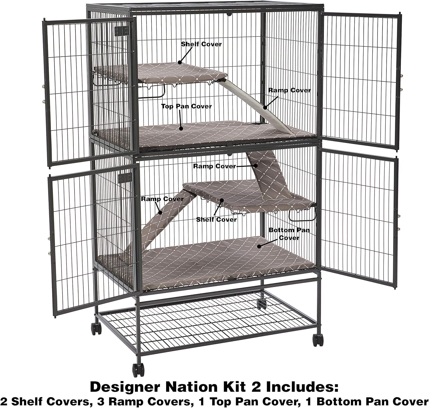 Detalle 2 de Kit d’accessoires Designer Diamond Print Kit 2 pour Ferret Nation et Critter Nation – Midwest Homes for Pets