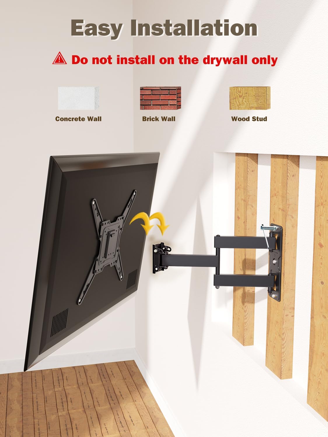 Detalle de Mounting Dream MD2393-MX TV Wall Mount Bracket for 26-55 Inch TVs (Up to 60 lbs) with Full Motion Articulating Arm