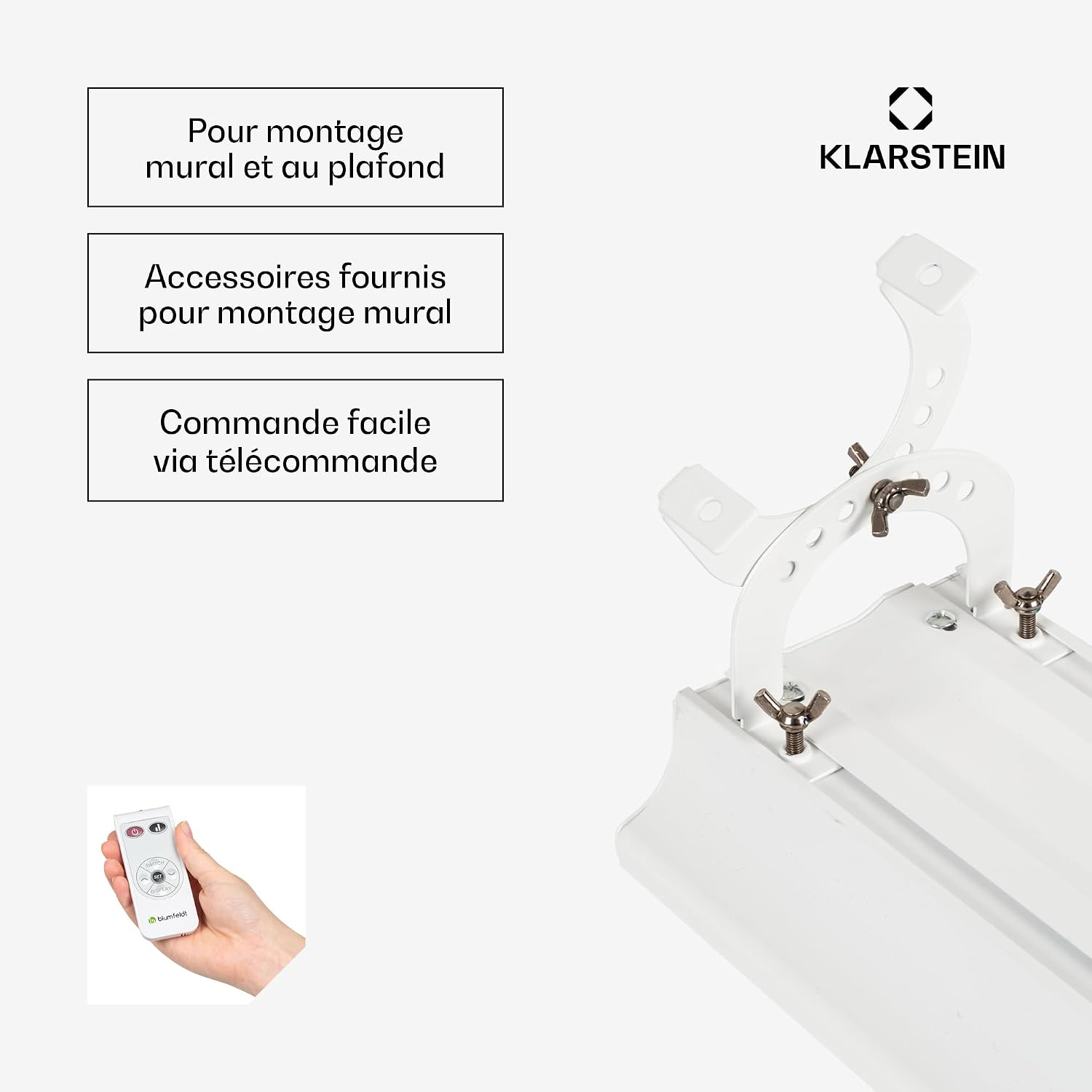 Detalle de Klarstein Cosmic Beam Smart infraroodstraler 2400 W met wifi, thermostaat en wand- of plafondmontage