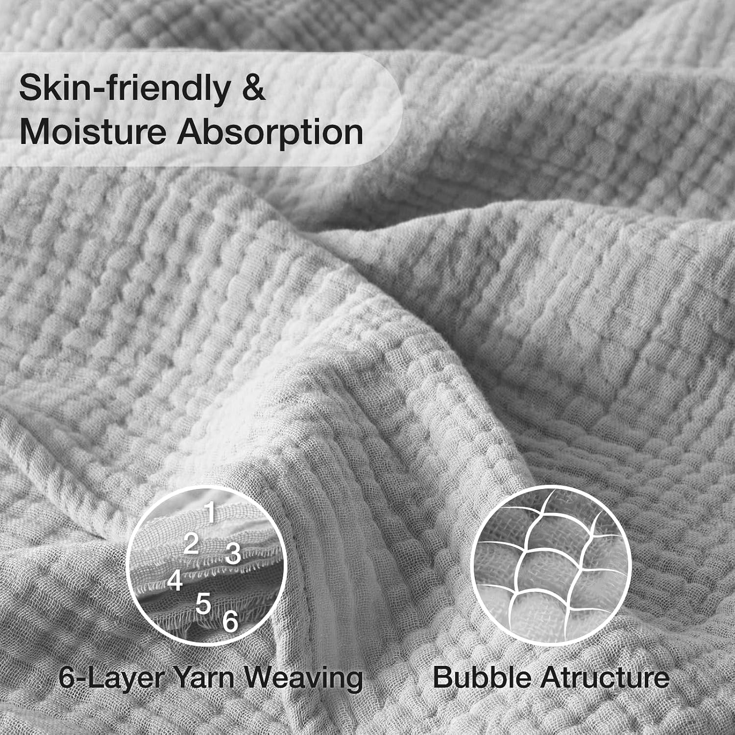 Detalle de Kozyhvn Muslin Cotton Blanket Queen 90 x 90