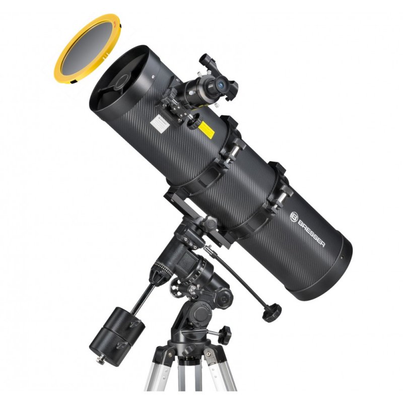 Detalle de Bresser Pollux Telescopio Reflector 150/750 EQ3 con filtro solar y adaptador para móvil