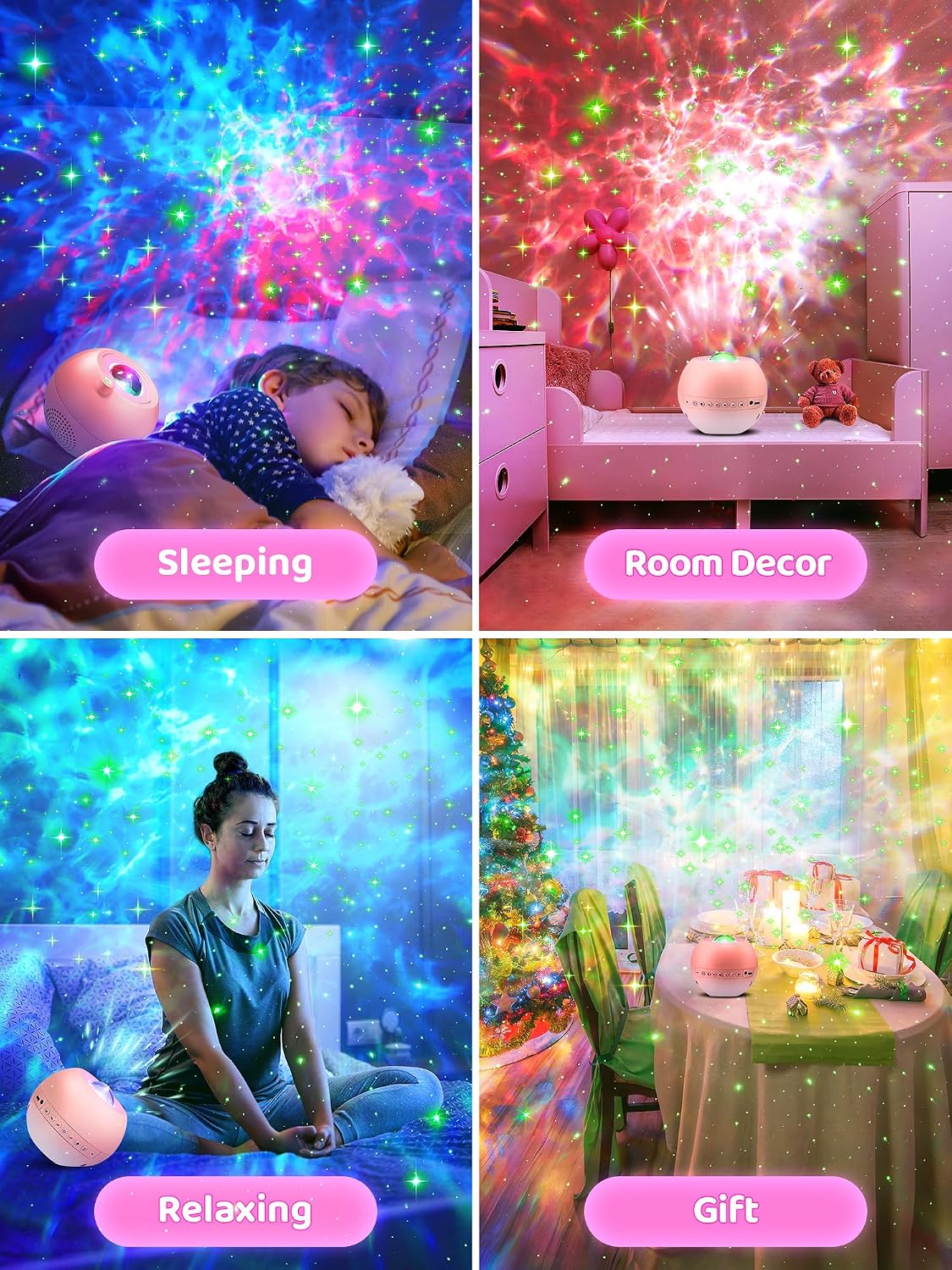 Thumbnail 4 de One Fire WH-E14A Galaxy Projector with Bluetooth, Green Stars and Remote