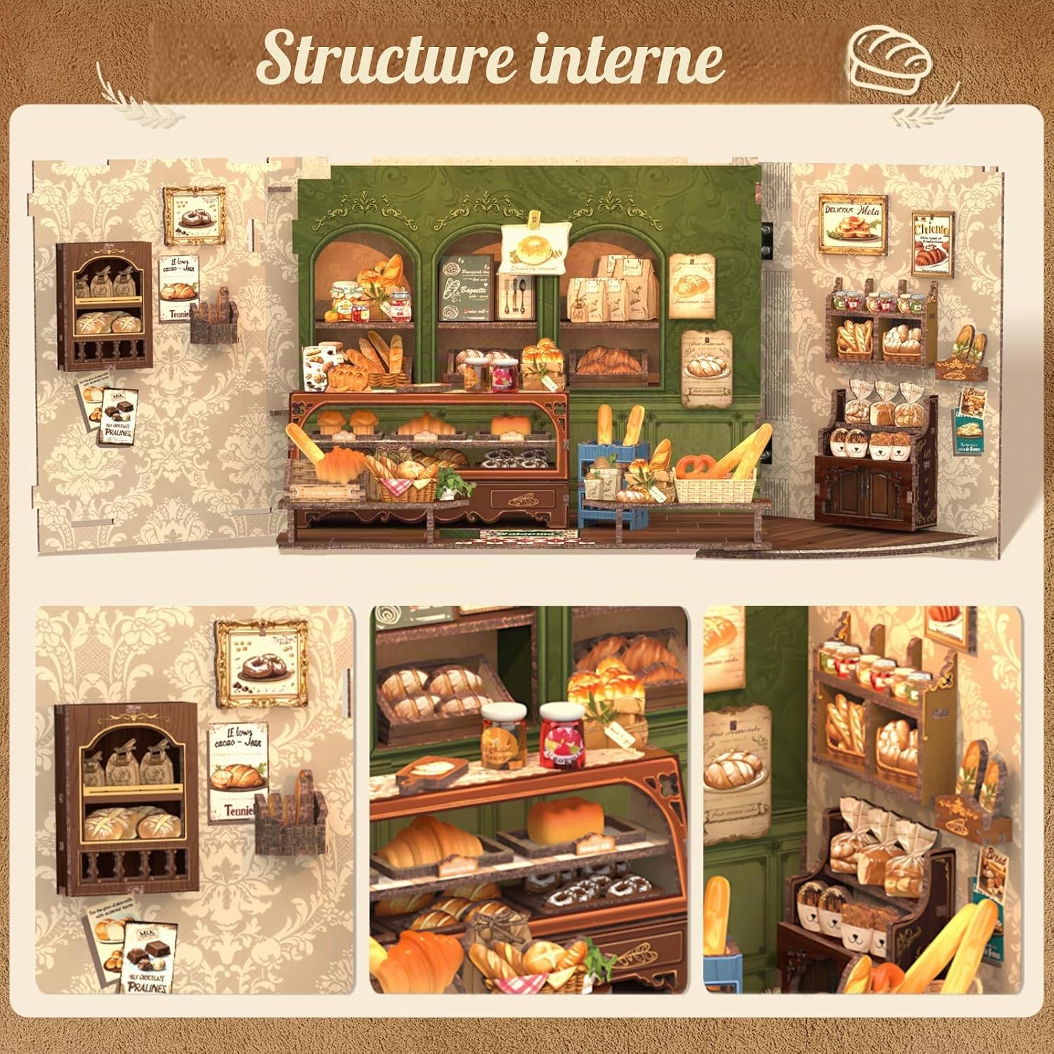 Thumbnail 4 de CUTEBEE Mrs.Hunt Bakery houten book nook DIY-kit met led