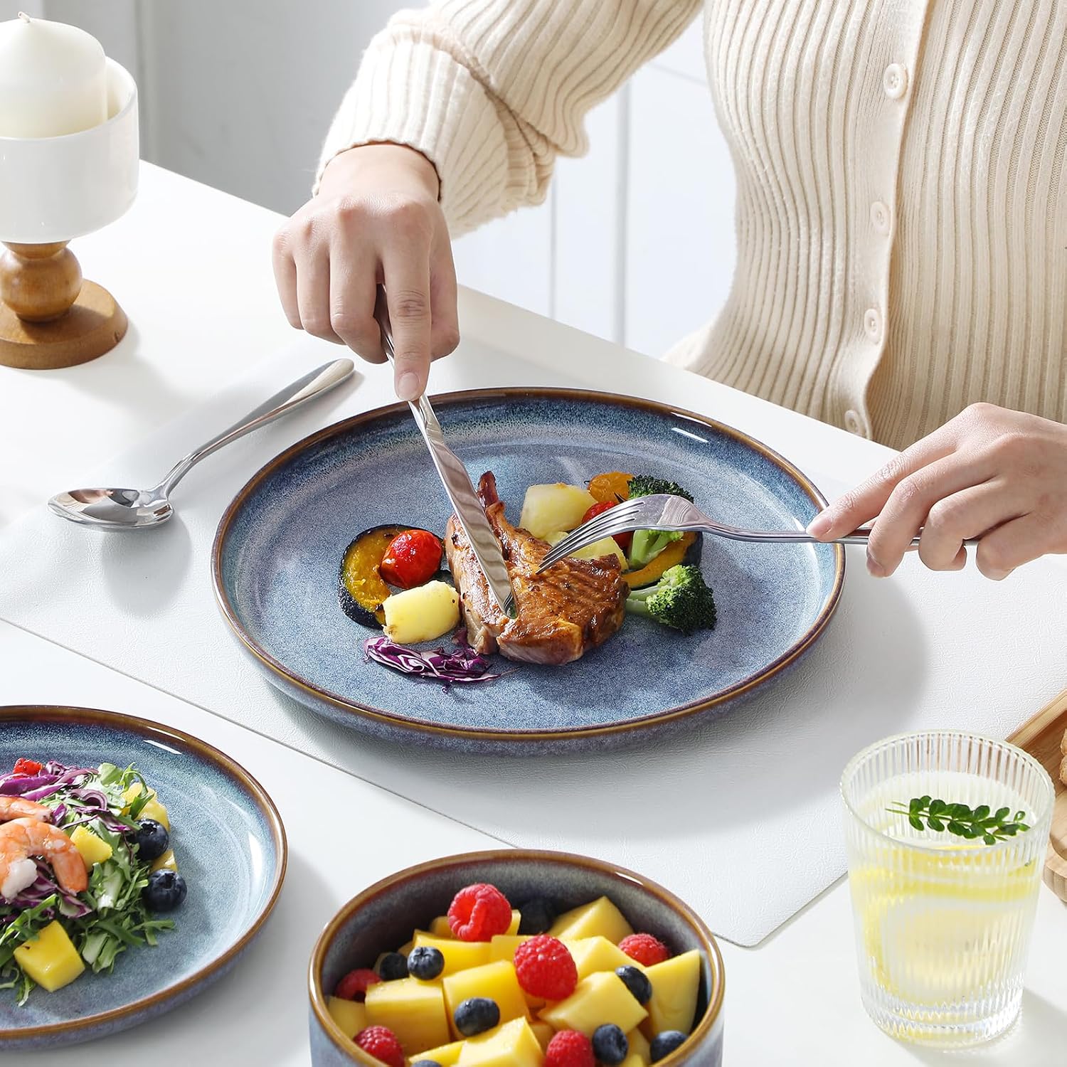 Thumbnail 6 de Vancasso PLAYA 18-Piece Dinnerware Set in Grey-Blue