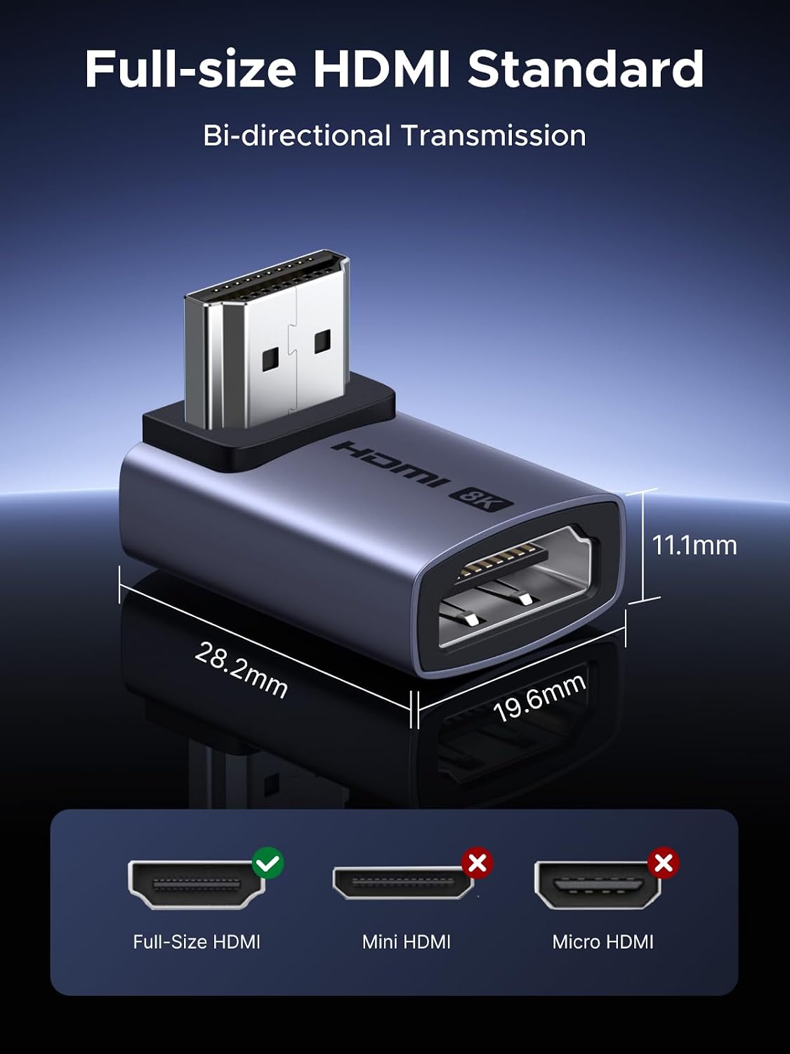 Thumbnail 6 de UGREEN HDMI 2.1 Angled Adapter (8K60/4K240) – 90°/270° Male to Female Coupler