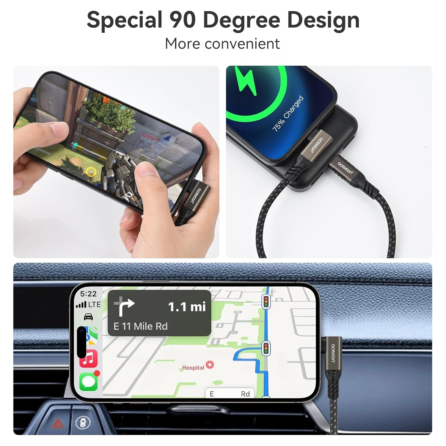 Thumbnail 6 de Aceyoon 240W short USB C cable 10cm