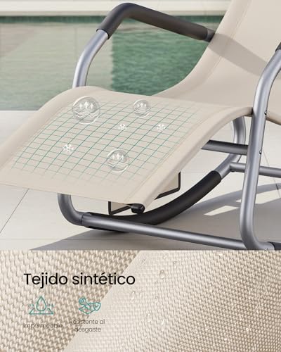 Thumbnail 6 de SONGMICS Mecedora y Silla Tumbona GCB230WZ01 Beige: confort ergonómico con cojín ajustable y bolsillos