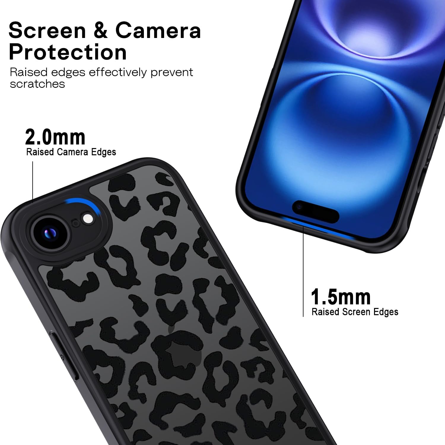 Detalle de Coque XTCASE iPhone 16e / 17e aesthetic mode léopard, translucide mate, avec bumper TPU antichoc