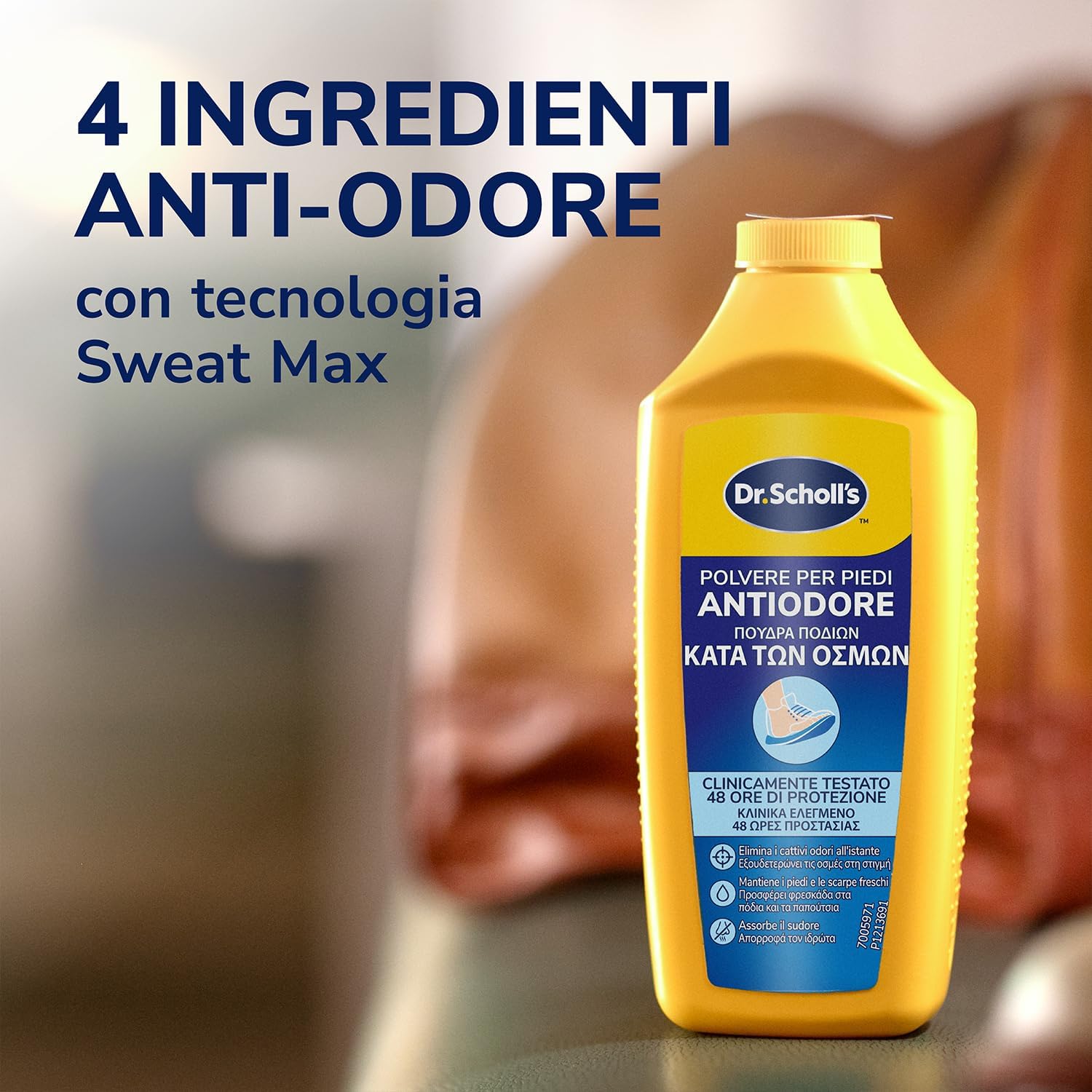 Detalle de Dr. Scholl's Polvere Antiodore per i Piedi con Tecnologia Sweat Max – Freschezza tutto il giorno